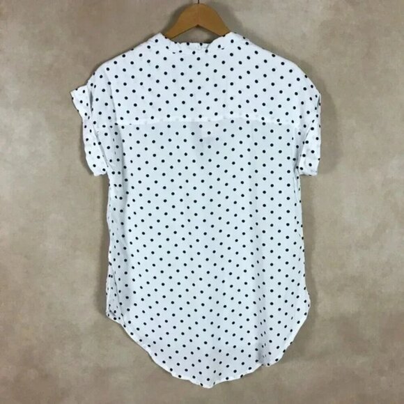 PER SE Short Sleeve Polka Dot Button-front Top NWT SMALL - Picture 8 of 9